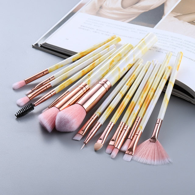 15 Pcs Makeup Brushes Set Cosmetic Powder Eye Shadow Foundation Blush Blending